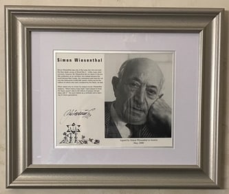 Framed autograph photo Simon Wiesenthal
