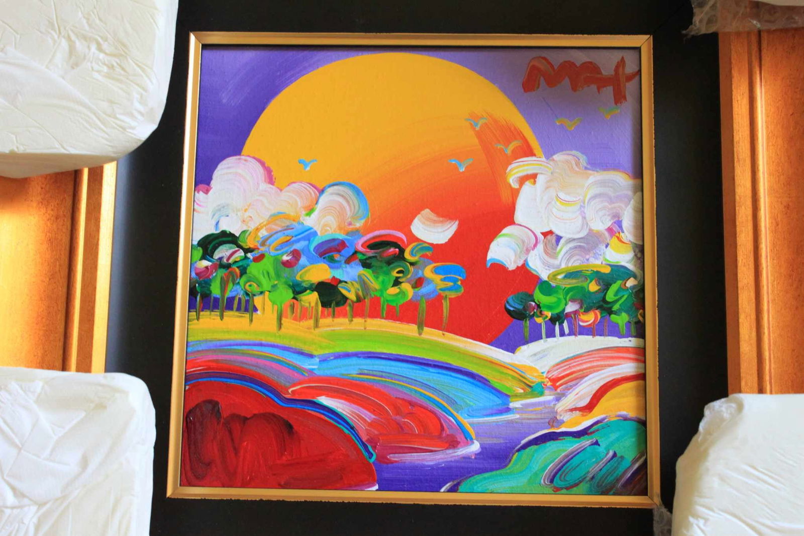Without Borders Ver XVI num 141: Peter Max "Without Borders XVI # 141" 2012 10" x 10" Image size Acrylic painting on Canvas. Hand-signed in pigment upper right . A Unique work. Gallery Framed, COA