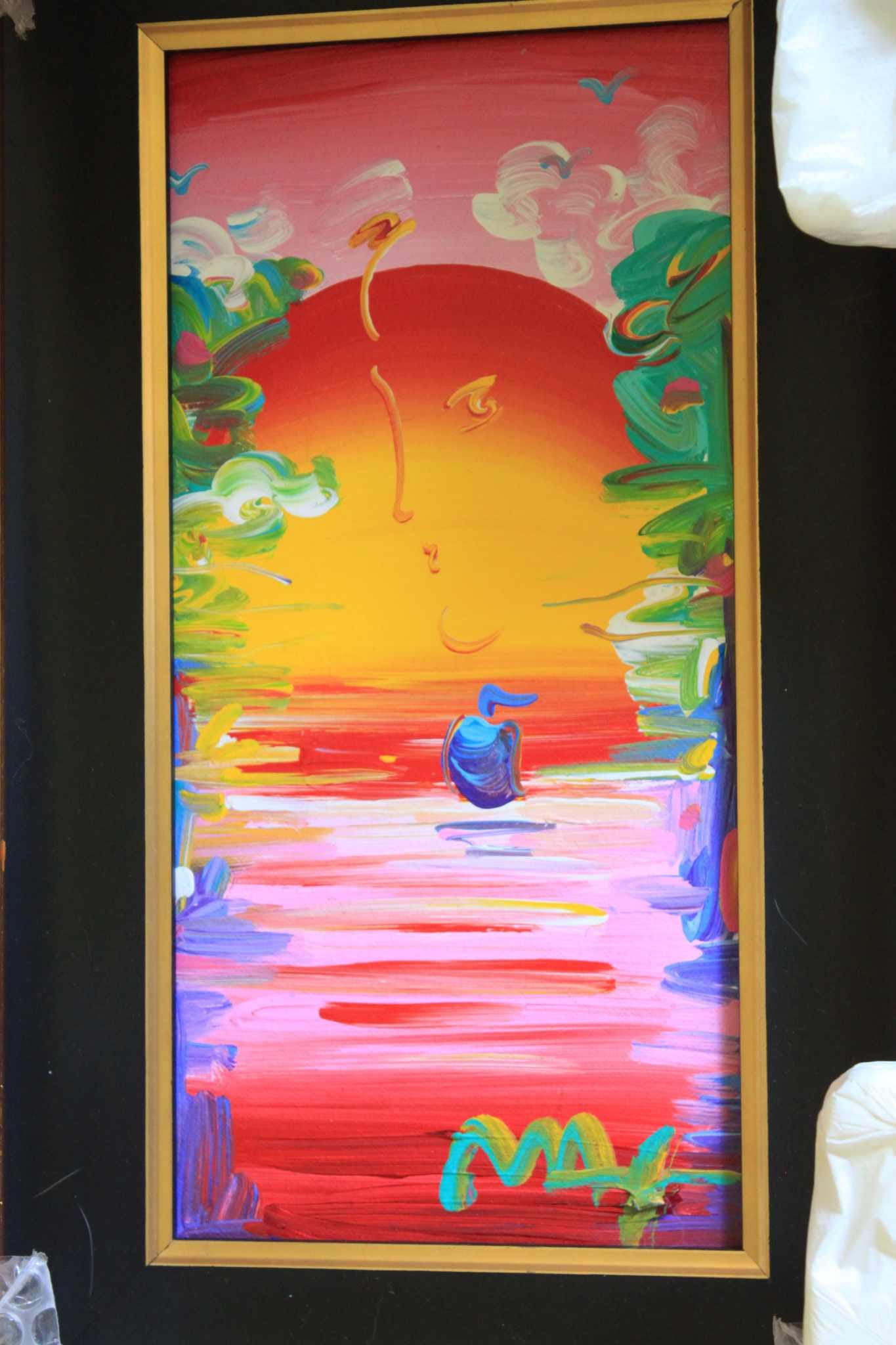 Better World Ver 2: Peter Max "Better World Detail Ver II # 101 2012 12"x6" Image size Acrylic painting on canvas. Hand-signed in pigment lower right A unique work. Gallery Framed COA