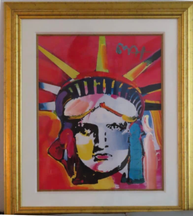 Delta: Peter Max "Delta" UNIQUE 29 1/2" x 24" image size Mixed media painting with acrylic and color lithography on paper. Signed in acrylic. Gallery framed COA