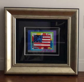 Peter Max  Flag with Heart on Blends - Horizontal  Americana Suite Unique variation