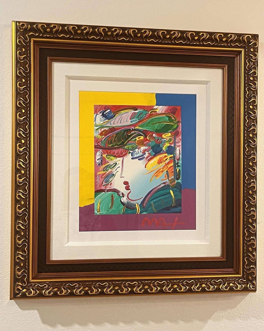 Peter Max 'Beauty: Peter Max "Beauty" 2017 16 1/2" x 14 1/4" image size Mixed media with Acrylic painting and color serigraphy on wove paper from the peter max studio. Hand-signed in acrylic by Peter Max. A Unique varia