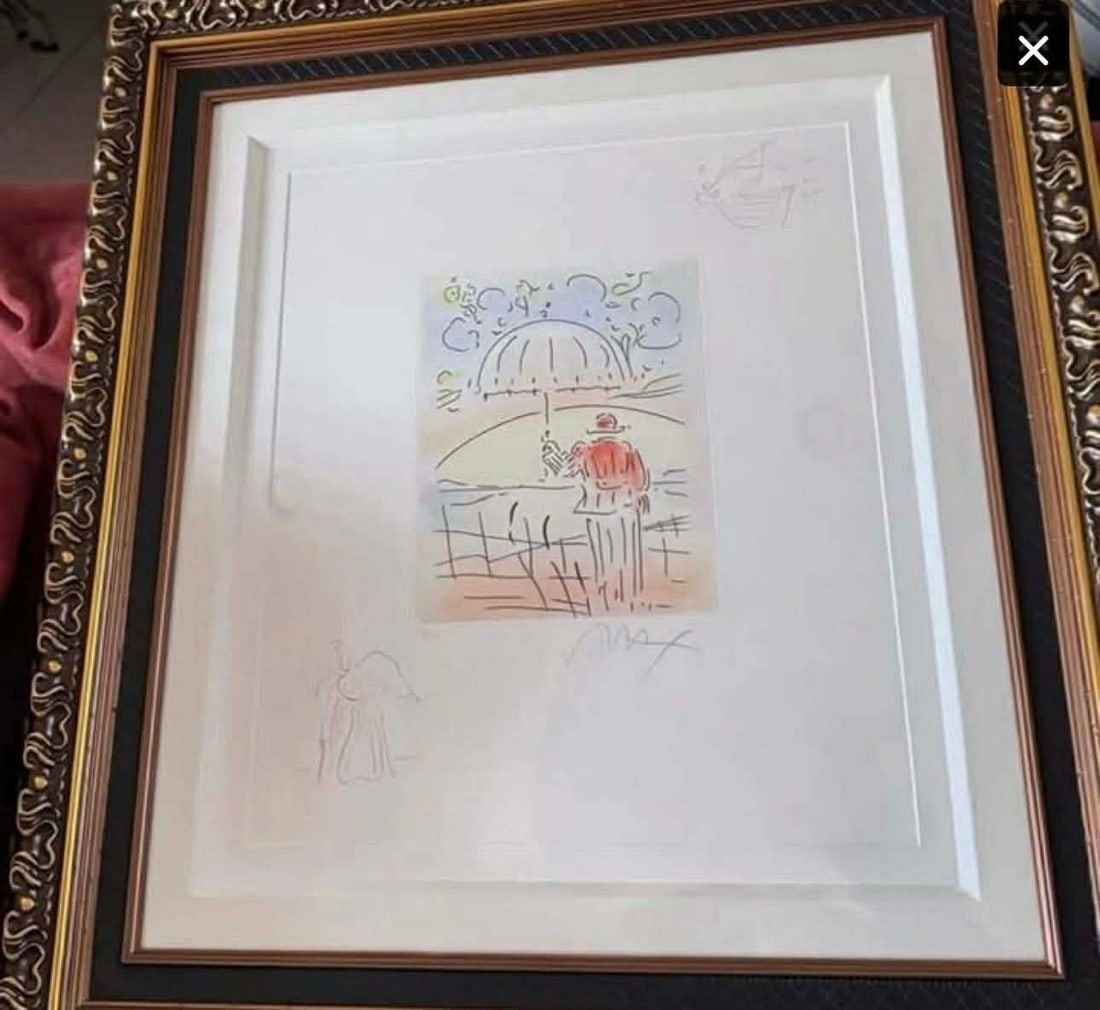 Peter Max Umbrella Man Classic Suite: Peter Max Umbrella Man Classic Suite Etching with 2 unique angel remarques
