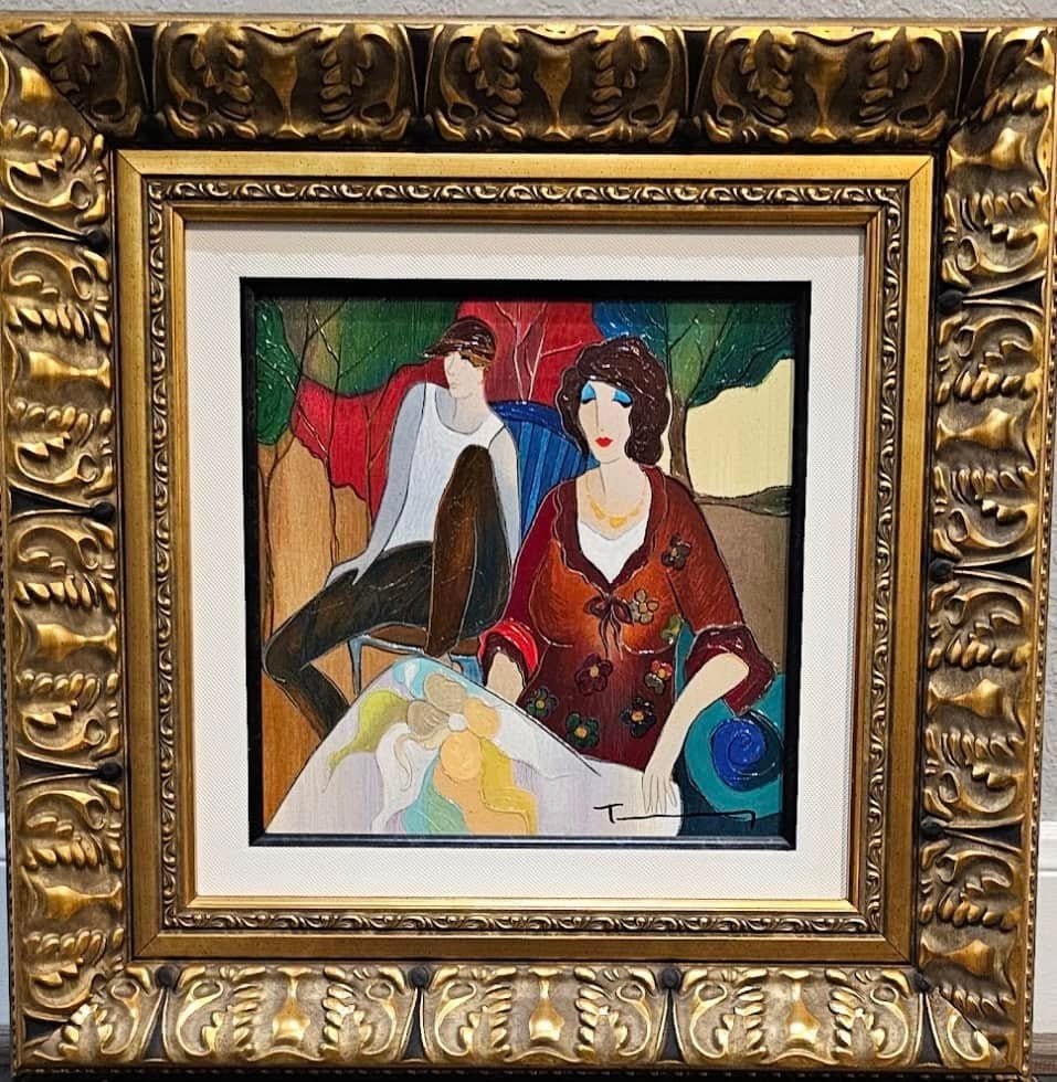 Itzach Tarkar Rendevous: Itzchak Tarkay "Rendevous" embellished serigraph LE 2008