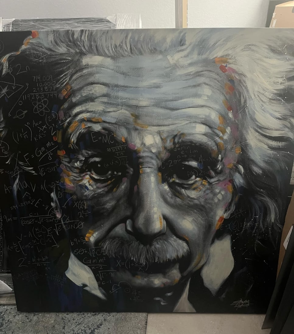 Stephen Fishwick Einstein: Stephen Fishwick "Einstein" Giclee on canvas. 40" x 40" image size no paperwork