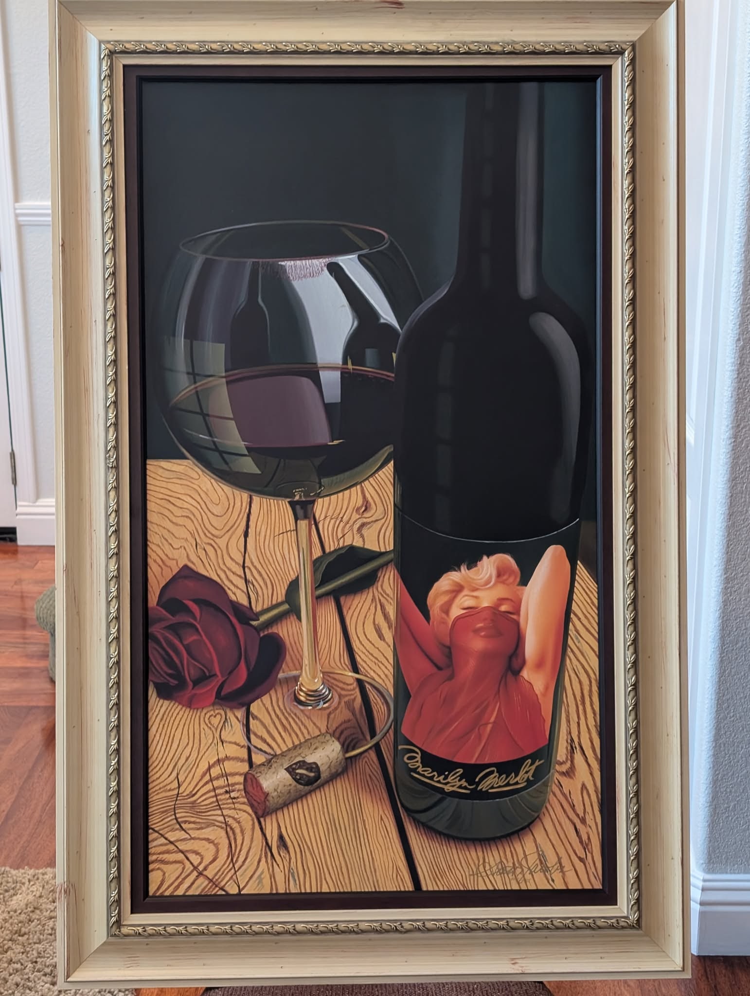 Scott Jacobs Roses or Red: Scott Jacobs "Roses or Red" 2005 38 1/2" x 21 1/2" image size Giclee in color on canvas. Signed in ink lower right and numbered. Gallery framed, COA, Appraisal