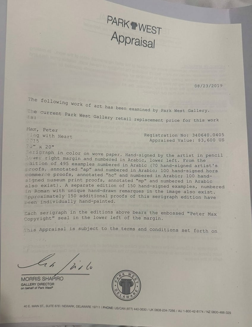 Peter Max Flag with Heart - 2