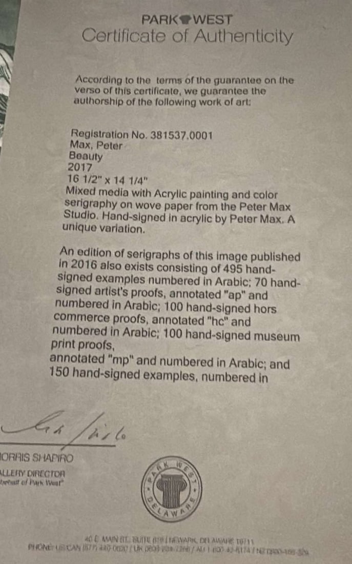 Peter Max 'Beauty - 2
