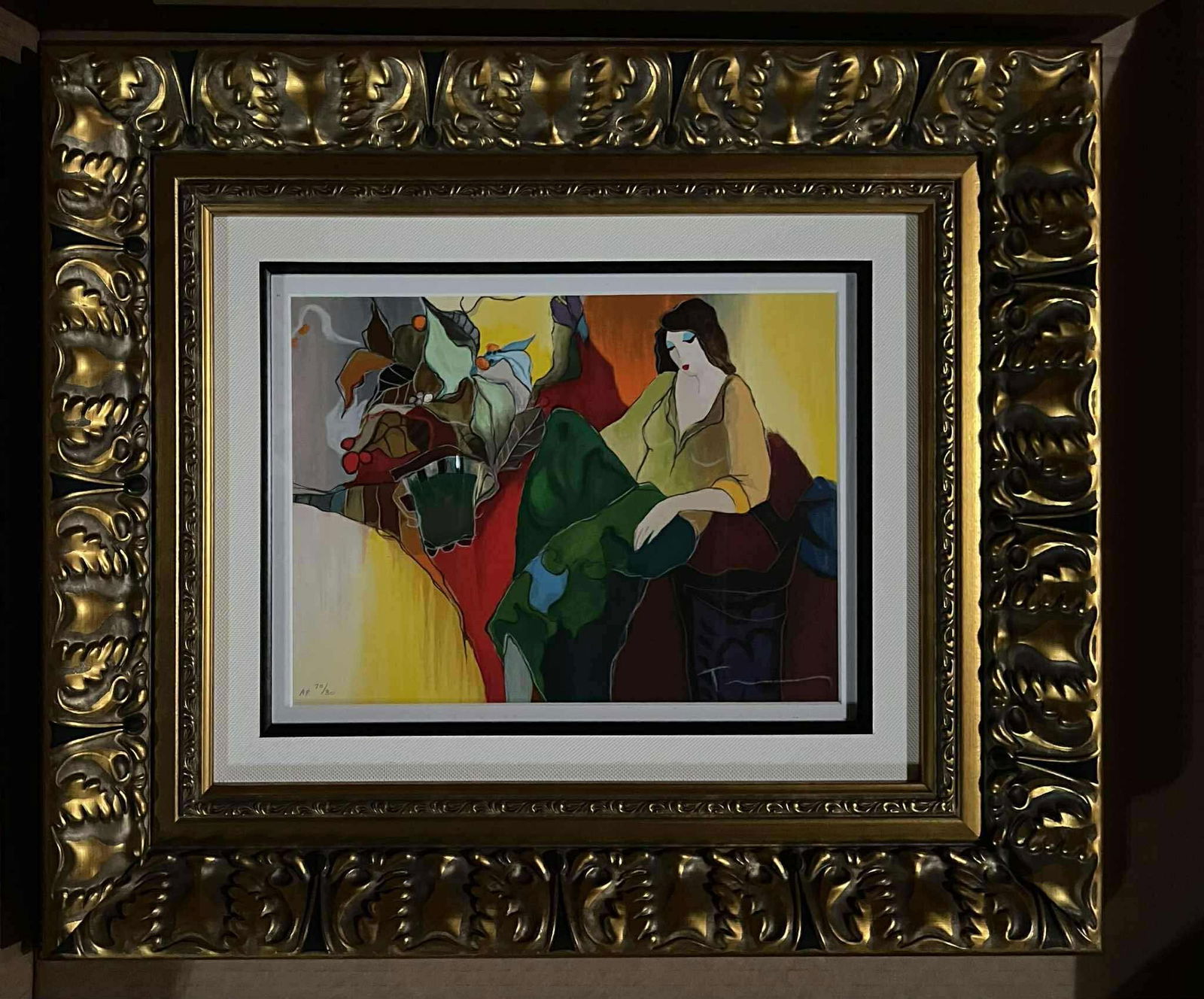 Itzchak Tarkay Serene Afternoon: Itzchak Tarkay "Serene Afternoon" 2006 9 3/4" x 12 3/4" image size Serigraph in color on wove paper.Signed in white pencil lower right. Gallery framed, COA, Appraisal. TMP