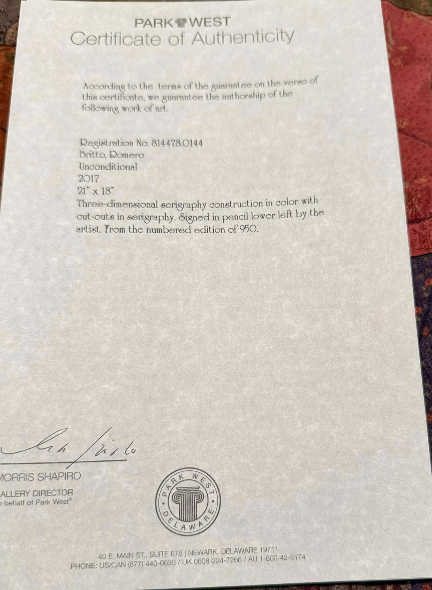 Romero Britto Unconditional - 2