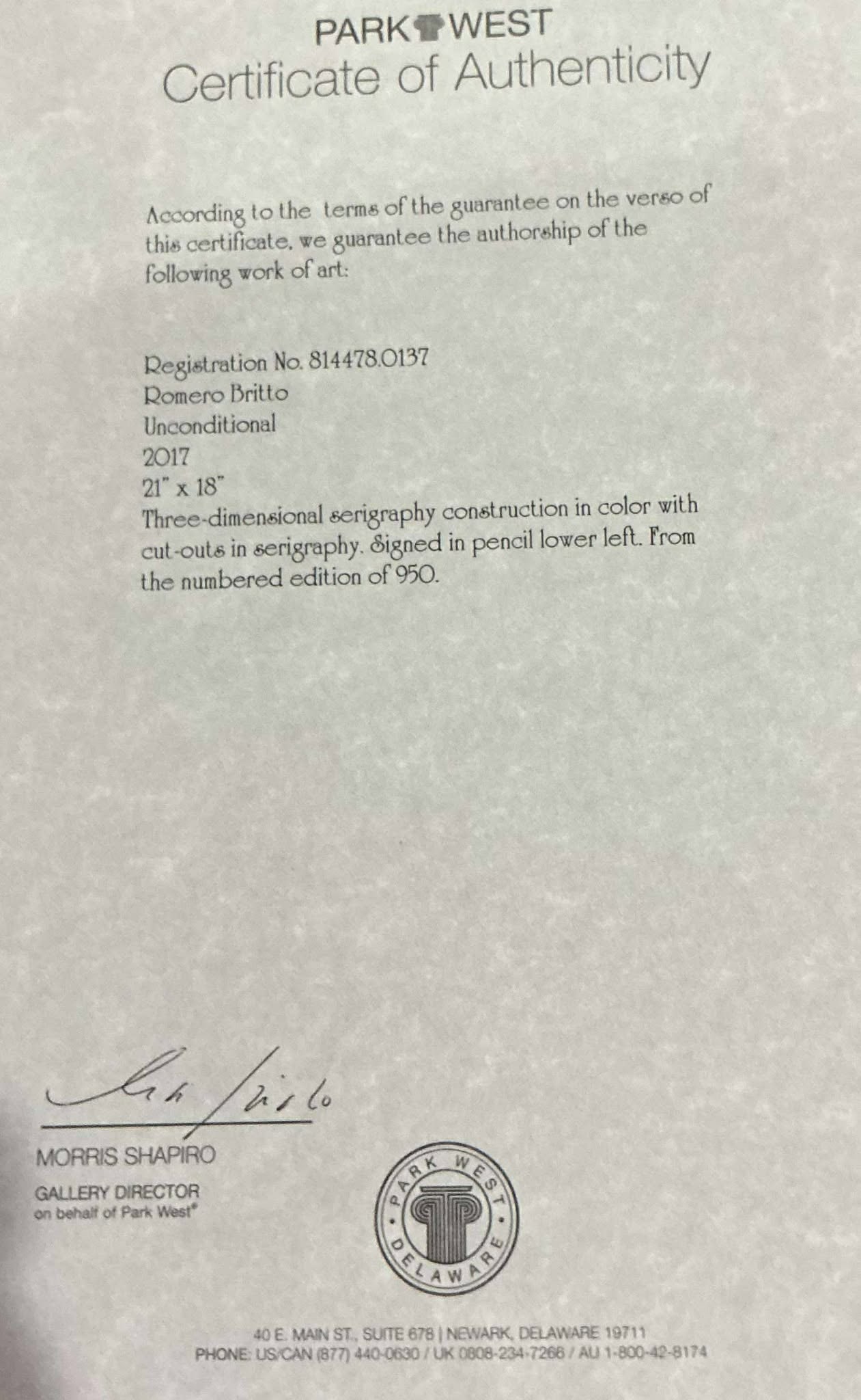 Romero Britto Unconditional - 2