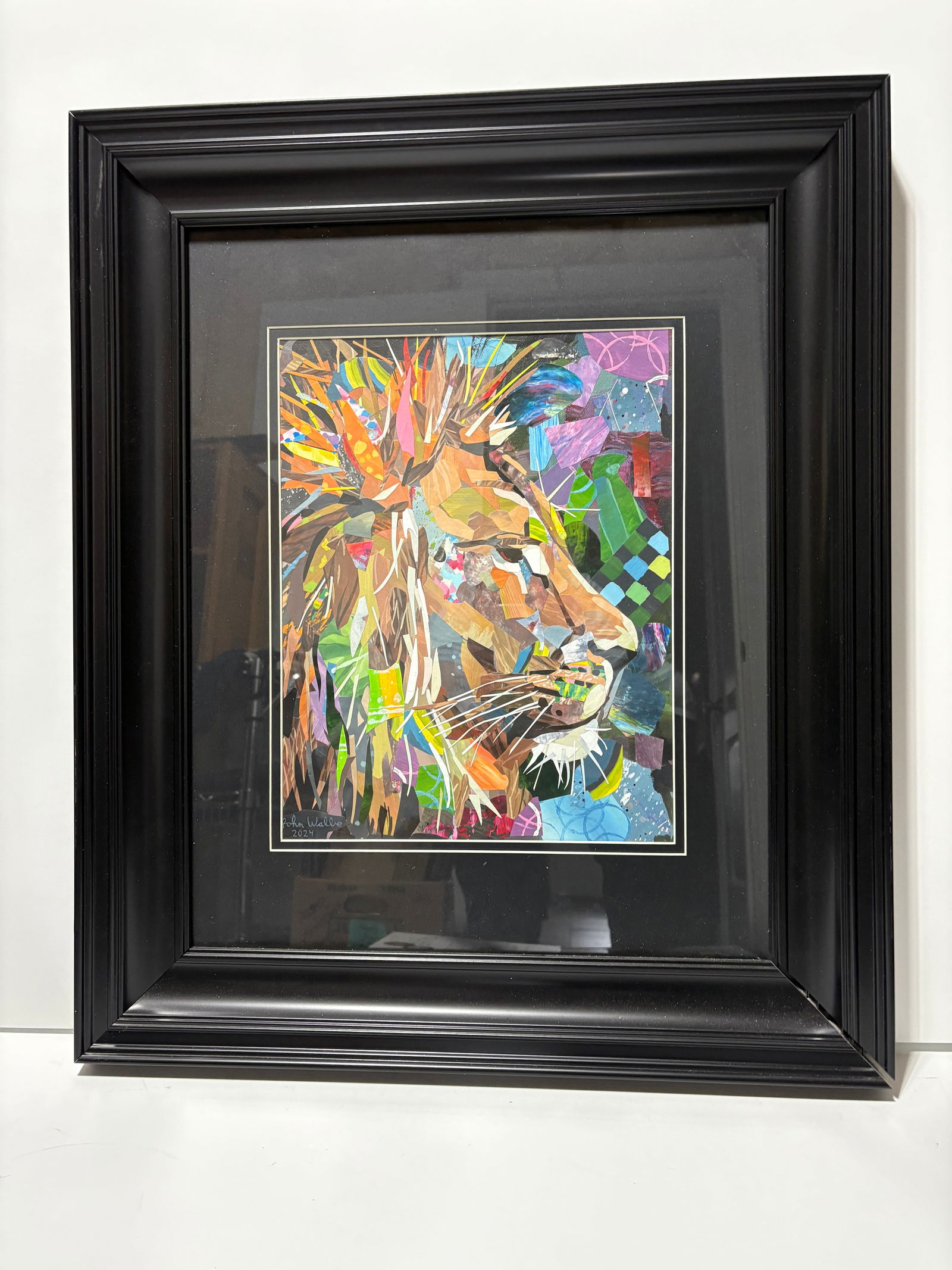 John Wallie Lion Side Portriat Collage: John Wallie "Lion Side Portrait Collage" 2024 11" x 14" image size Collage on hardboard.
