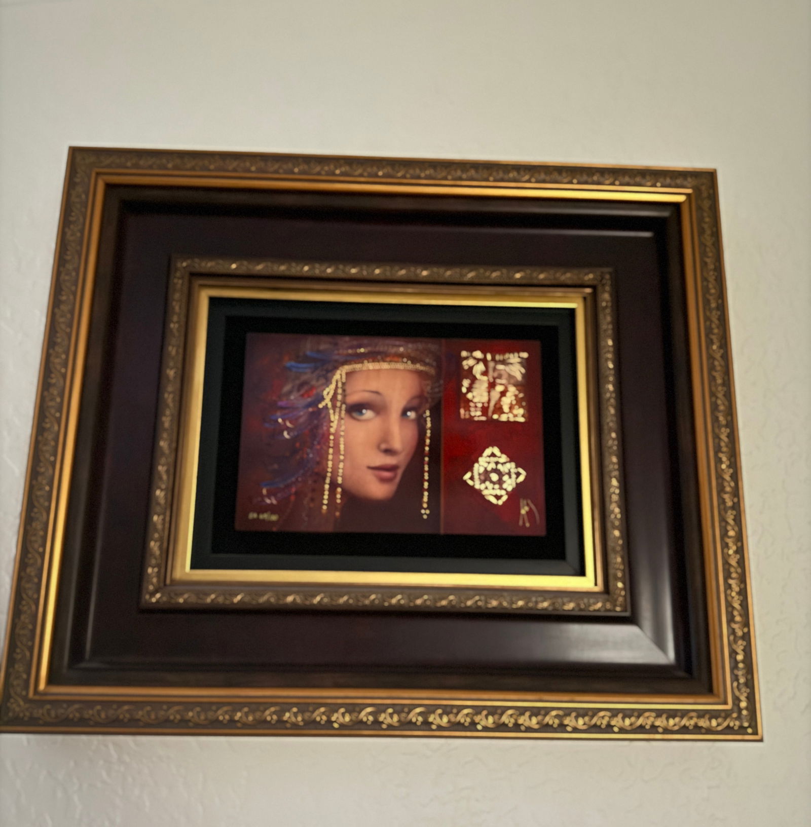 Csaba Markus Benvolia: Csaba Markus "Benvolia" 2017 7 3/8" x 11" image size Caldogrpah (digital multiple on wood through dye-sublimation with hand-embellishments using a variety of gold leafs and acrylic paints.