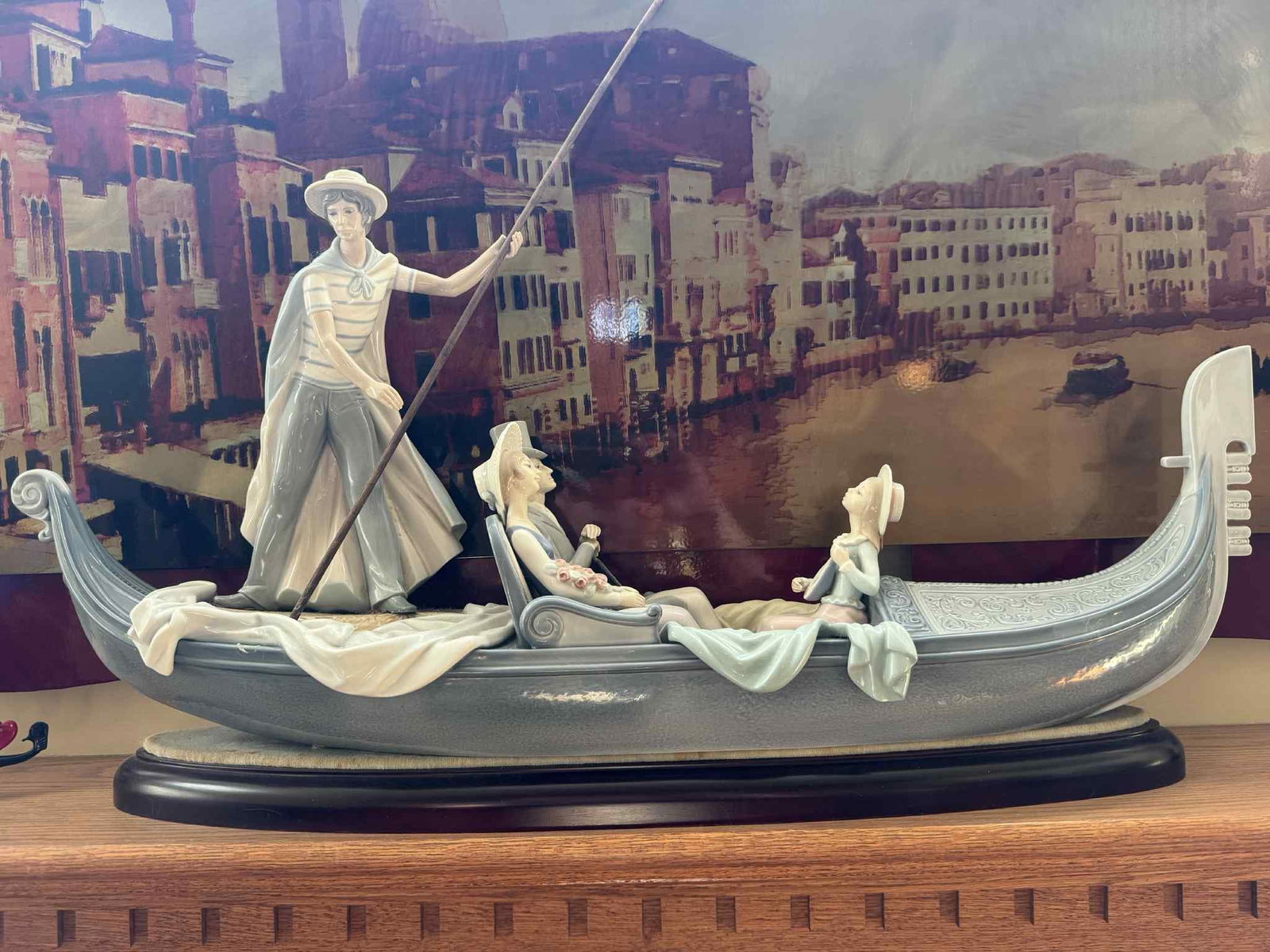 Lladro Gondola in Venice: Lladro "The gonalal in Venice" Limited edition, ceramic (porcelin), 30 3/4' long 13 1/2" tall,