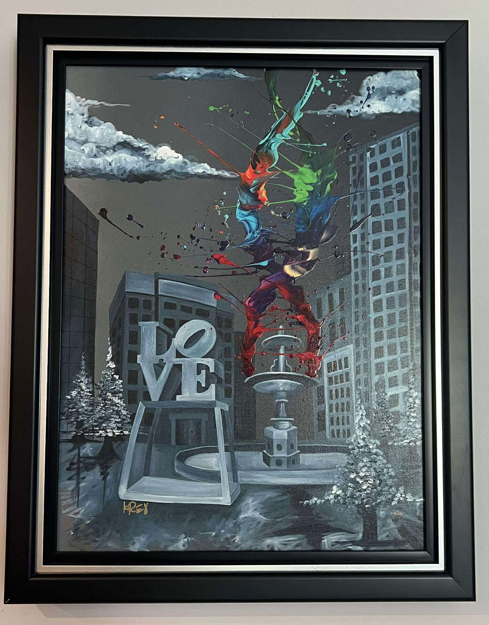 Kre8 Love Life: Kre8 "Love Life" 2020 26" x 19 1/2" image size Giclee in color with hand-embellishment on canvas. Hand-signed in pigment by the artist. Gallery framed, COA, GP