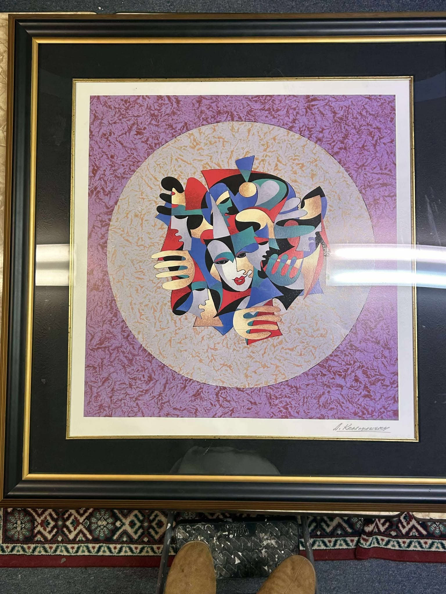 Anatole Krasnyansky Musical Sphere: Anatole Krasnyansky "Musical Sphere" 26" x 28" image size seriolithograph 36" x 38" framed. Gallery framed, no paperwork. CR