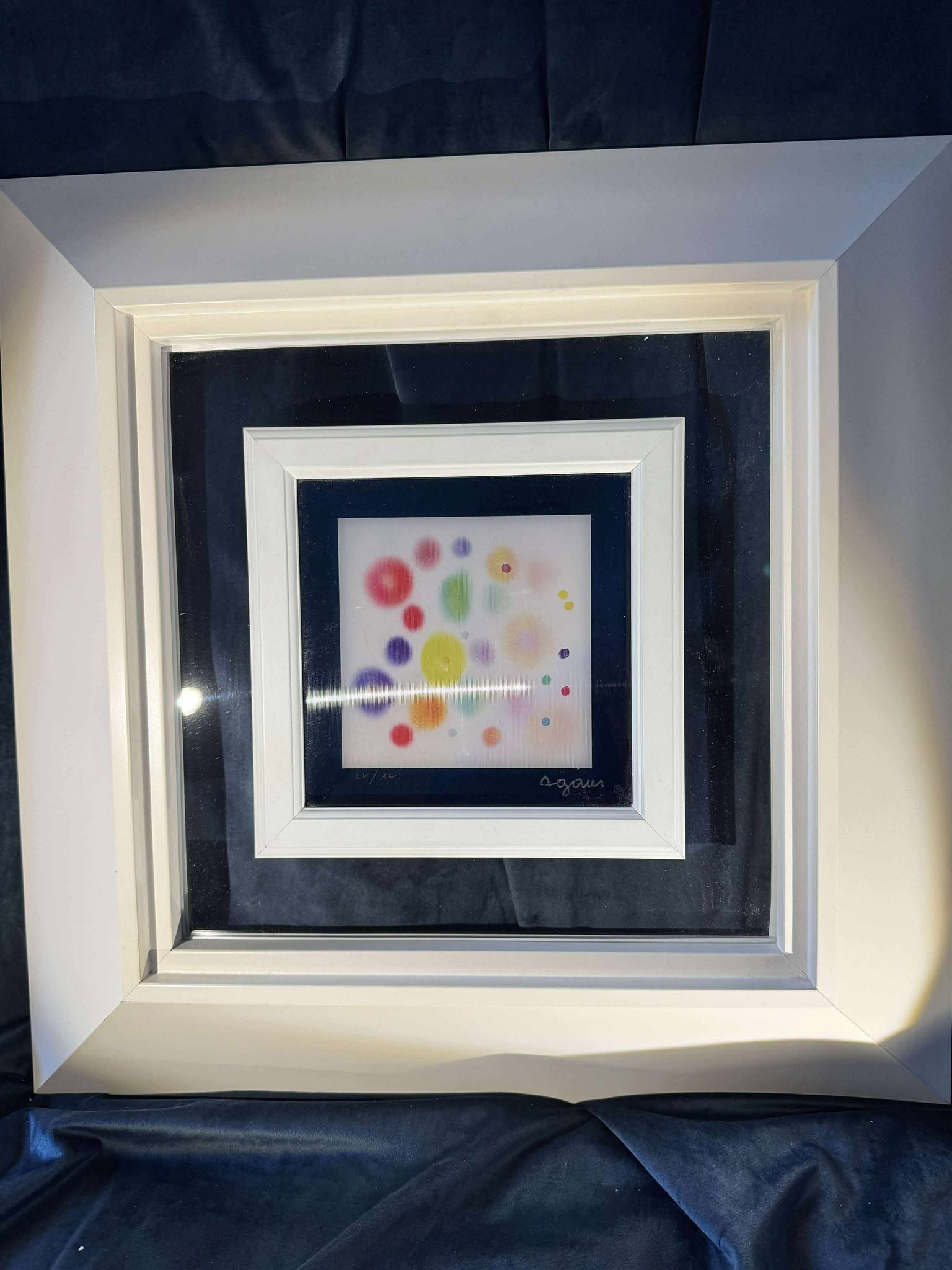 Yaacov Agam Infinity (Dark Border): Yaacov Agaam "Infinity (Dark Border)" 2015 7 3/8" x 7 3/8" image size Agamograph; lithographic image viewed through a lenticular lens. Hand-signed in ink by the artist and annotated lower left.