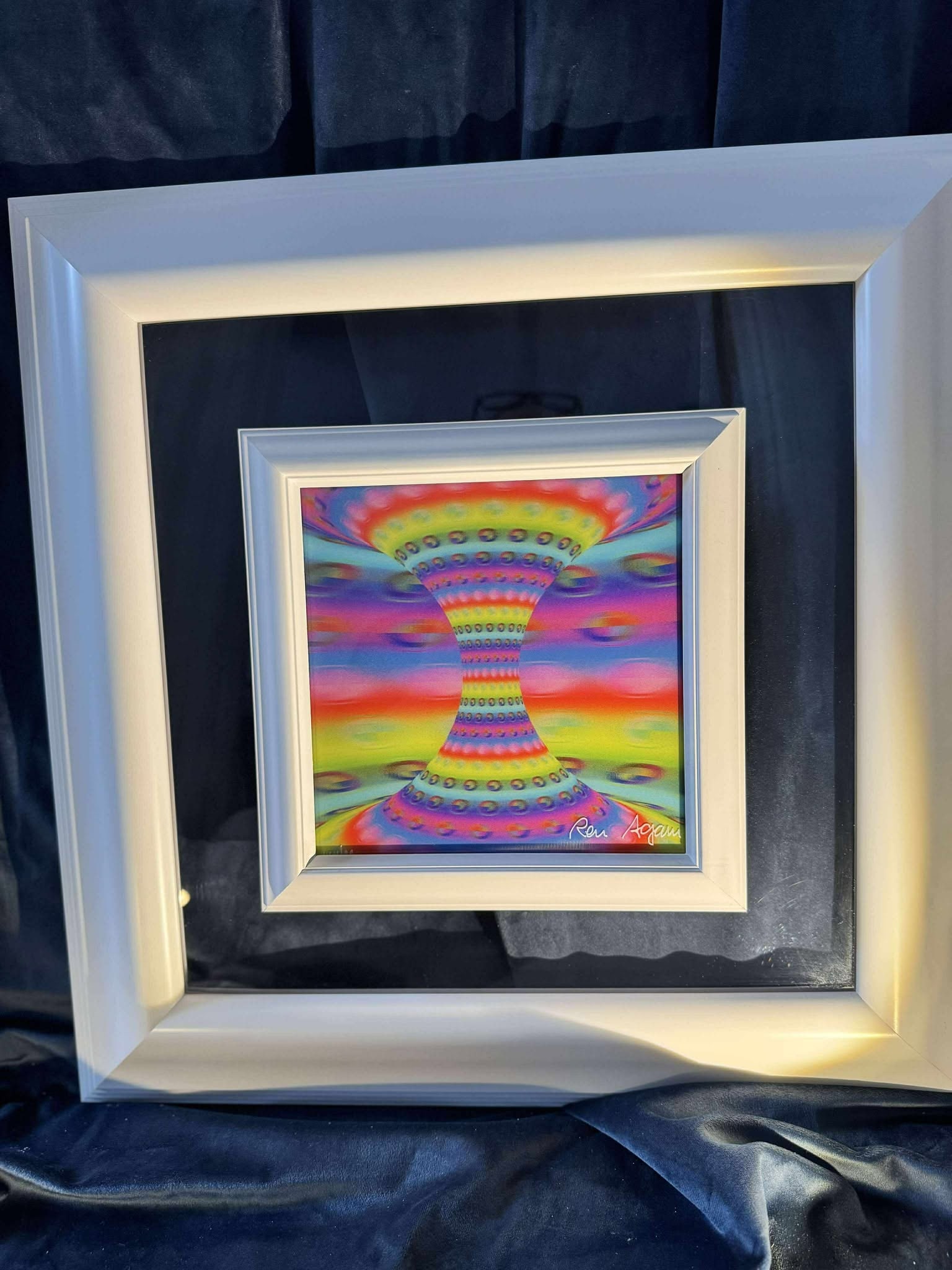 Ron Agam General Relativity Albert Einstein and Ron Agam: Ron Agam "General Relativity" Albert Einstein and Ron Agam 2019 7" x 7" image size Holographic and lenticular multiple in the fourth dimension. Hand signed in pigment by the artist. Gallery framed,