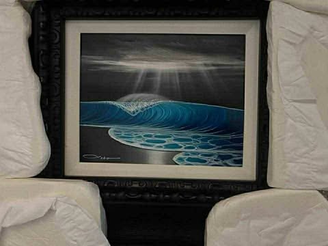 Chris Sebo Moon Rays: Chris Sebo (Moon Rays) 8" x 10" image size, painting on archival wood. Hand-signed in pigment lower left. Signed and titled on the verso. A unique work. Appraisal.Gallery Framed