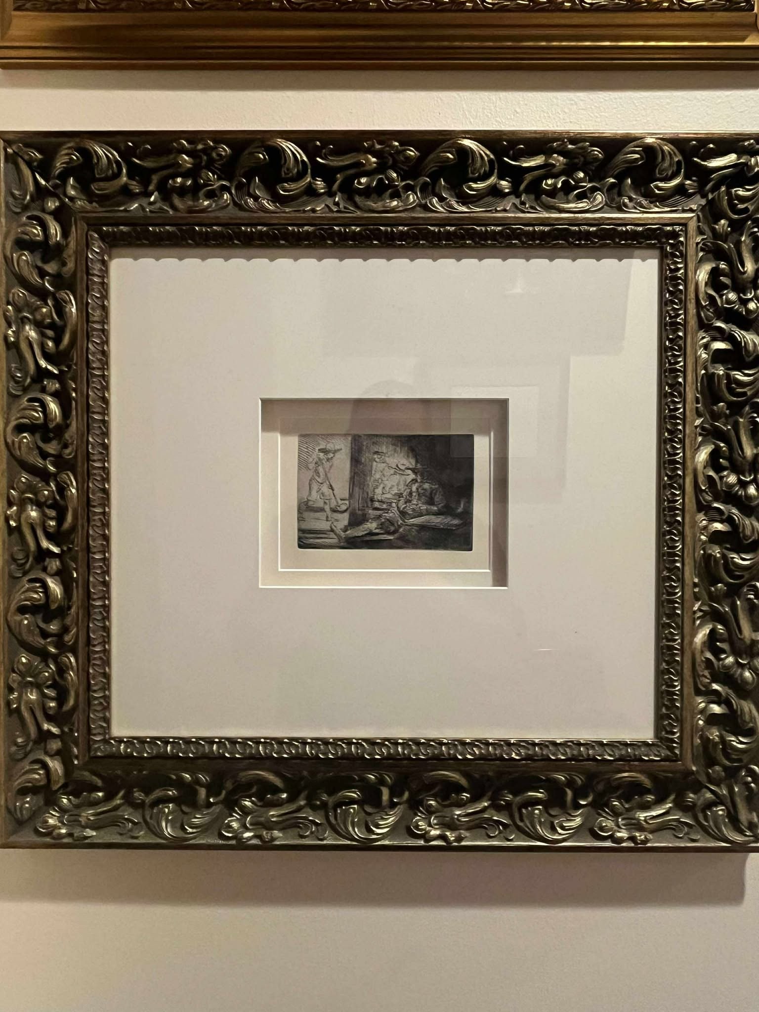 Van Rijn Rembrandt The Golf Player: Van Rijn Rembrandt (The Golf Player) 3 11/16" x 5 9.16" plate size 12 7/8" x 9 3/4" sheet size. Etching on Ingres d'Arches off-white laid paper Watermark). with large margins. Signed and dated in