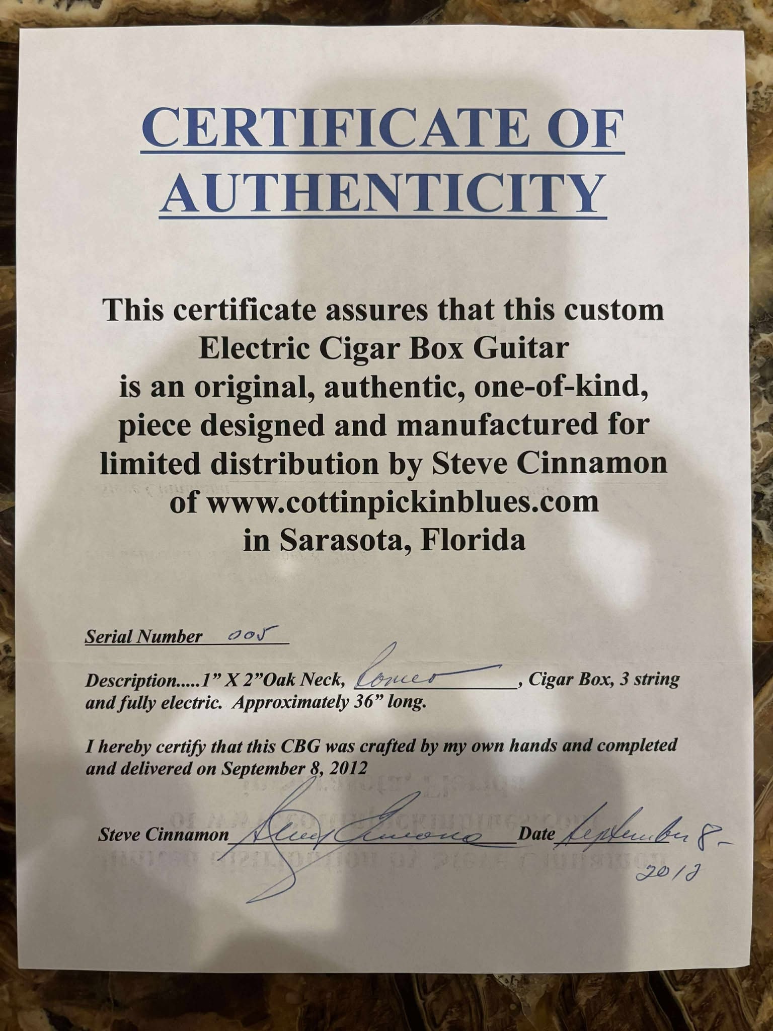 Steve Cinnamon Electric Cigar Box Guitar - 3