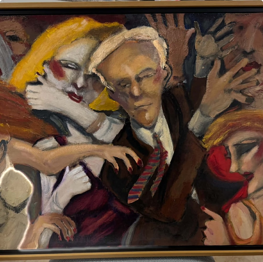 Sandra Jones Campbell Neocon Boogie: Sandra Jones Campbell "NeoCon Boogie" 2003 canvas 37.5 x 21 framed