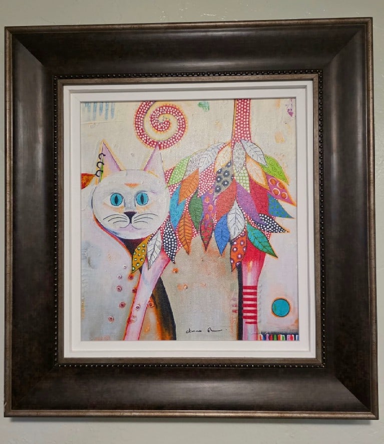 Donna Sharam Cat Nip: Donna Sharam "Cat Nip" 2015 16" x 14 1/4" image size Giclee in color on canvas. Hand-signed in pigment by the artist. Gallery framed, Appraisal. MS