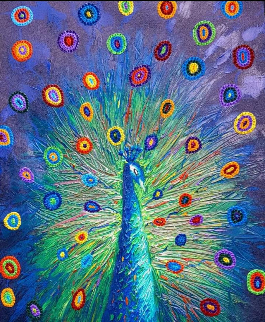 Cruz Peacock: Cruz Peacock Original oil painting. Unframed. 16" x 20"