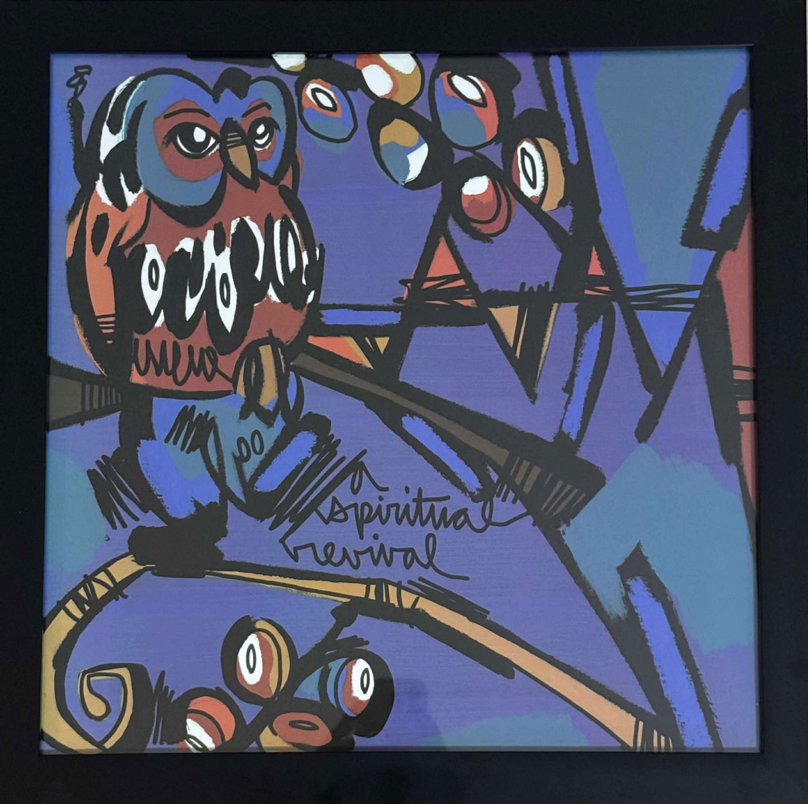 Lebo A Spiritual Revival: Lebo "A Spiritual Revival" lithograph on paper. 15.5" x 15.5" framed.