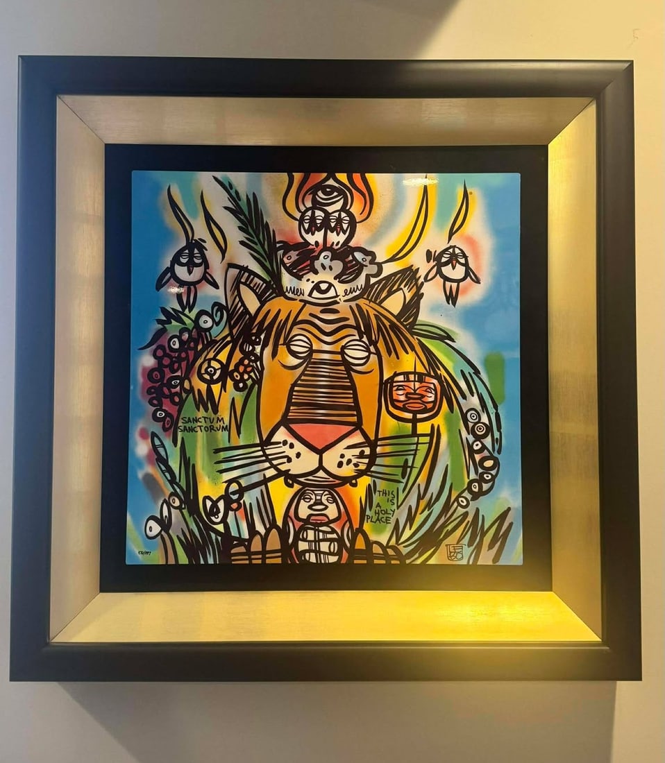 David Le Batard (as Lebo) This is a Holy Place: David Le Batard (as Lebo) "This is a Holy Place" 2019 17" x 17" image size Caldograph (digital multiple through dye-sublimation on wood) hand-signed in pigment by the artist. Gallery framed, COA, Appr