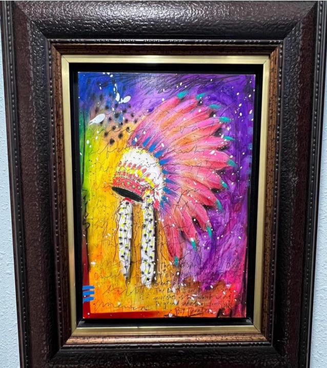 Tim Yanke Headdress (Unique): Tim Yanke "Headdress" UNIQUE 2014 14 1/8" x 11 1/8" image size Mixed-media with pigment, pastels, ink, and charcoal on board. Hand-signed in ink lower right by the artist. signed, titled and dated on