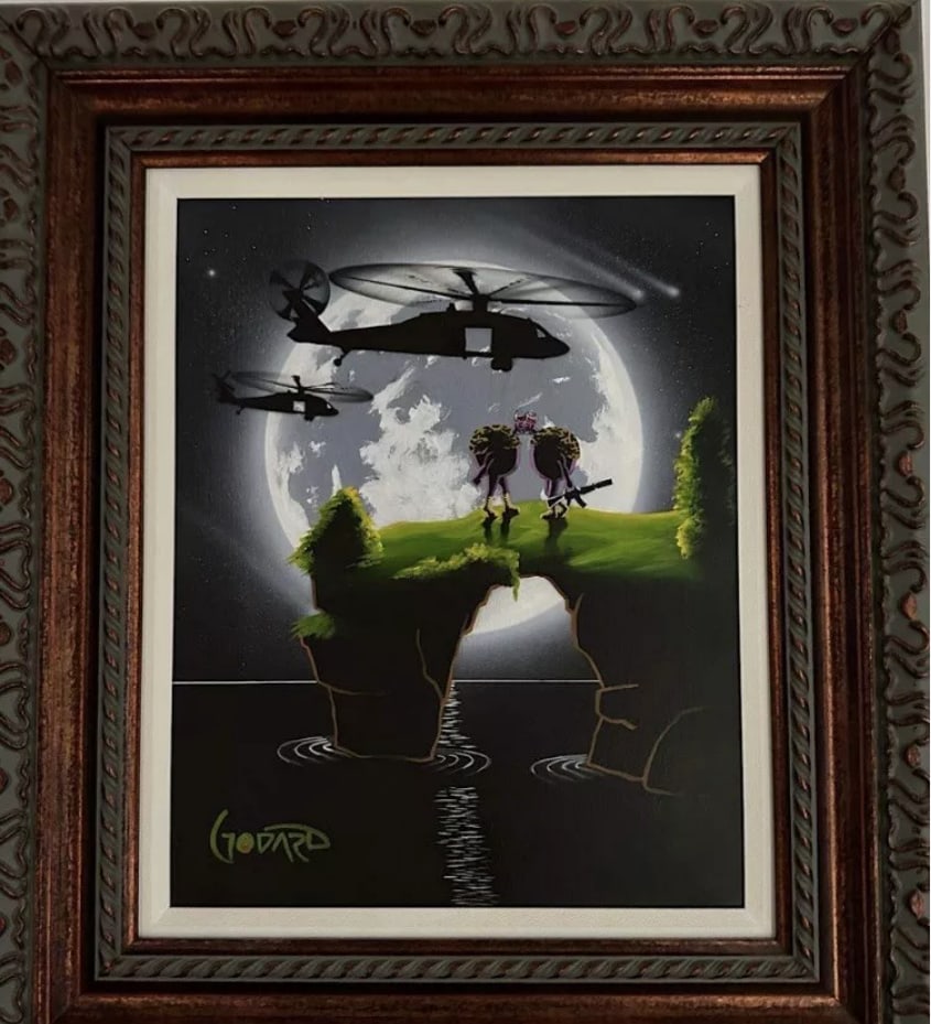 Chopper: Michael Godard "Chopper" Unique 2019, 20"x16" (Image size) , Acrylic painting on canvas