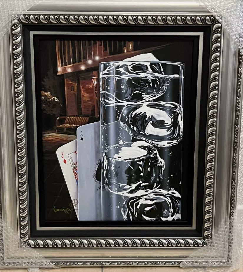 Black Jack Spritzer: Michael Godard "Black Jack Spritzer" 2021, 21 1/4"x 17" (Image size) Giclee in color with hand-embellishment on canvas. Hand-signed by the artist