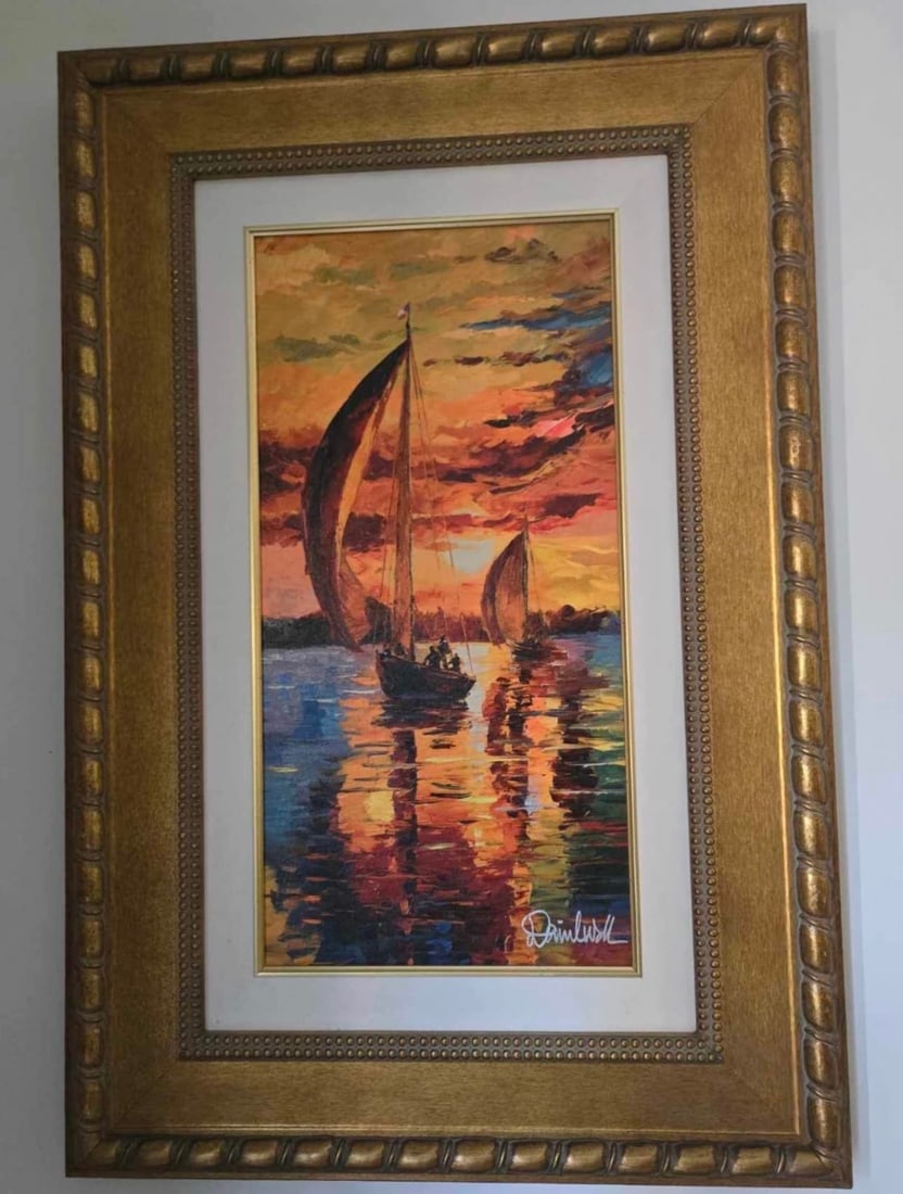 Daniel Wall Joyful Return: Daniel Wall "Joyful Return" 2017 12 3/4" ? 10 7/8" image size Giclee in color with hand-embellishment on convas. Hand signed in pigment lower right by the artist. Gallery framed COA