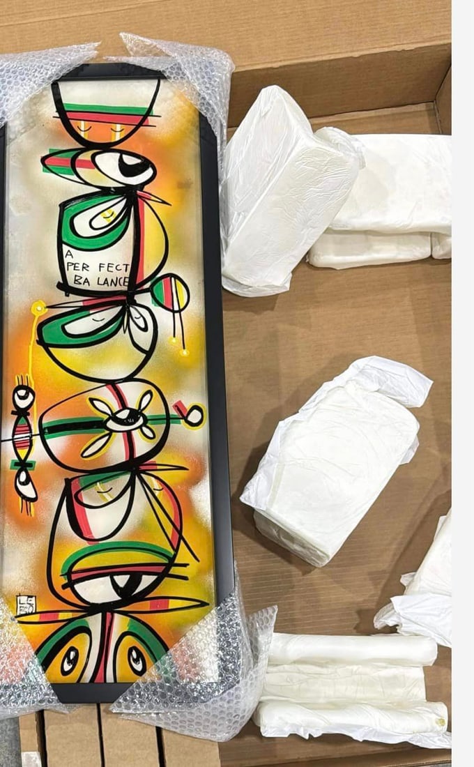 A Perfect Balance: David LeBatard (LEBO) "A Perfect Balance" UNIQUE 2018 36'' x 12" image size Acrylic painting on plexiglass. Hand-signed in pigment lower left right by the artist. Titled on verso. Gallery framed