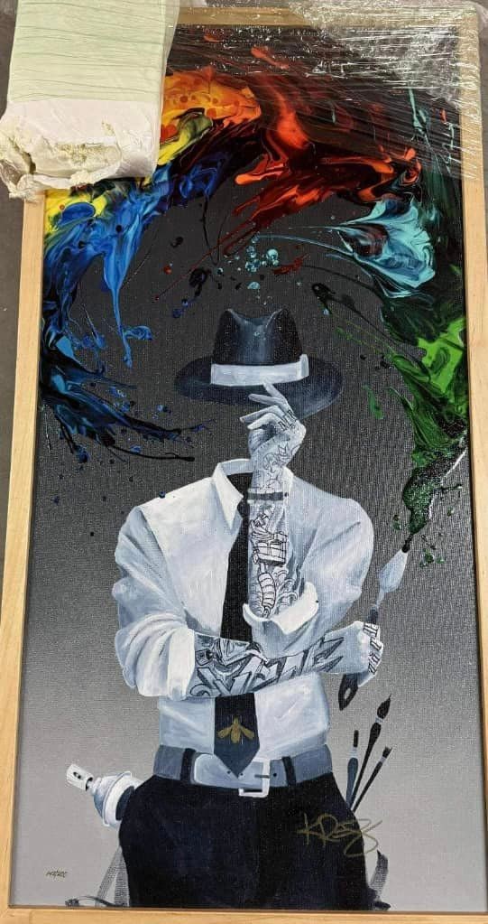 Kre8 Origins of Discipline: Kre8 "Origins of Discipline" 31 3/4" x 15 7/8" image size Giciee in color with hand-embellishment on canvas Hand signed in pigment LE COA