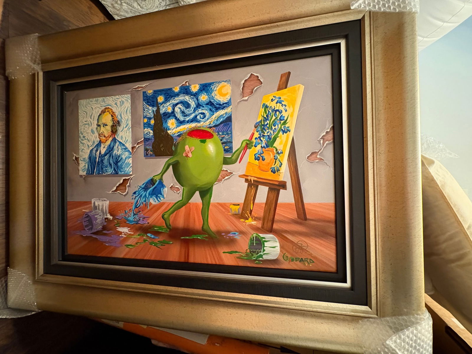 Michael Godard Van Gogh Dark: Michael Godard "Van Gogh Dark" 2015 20 1/2" x 30 3/4" image size, Giclee in color with hand embellishment on canvas. Hand-signed in pigment by the artist.Gallery framed SB