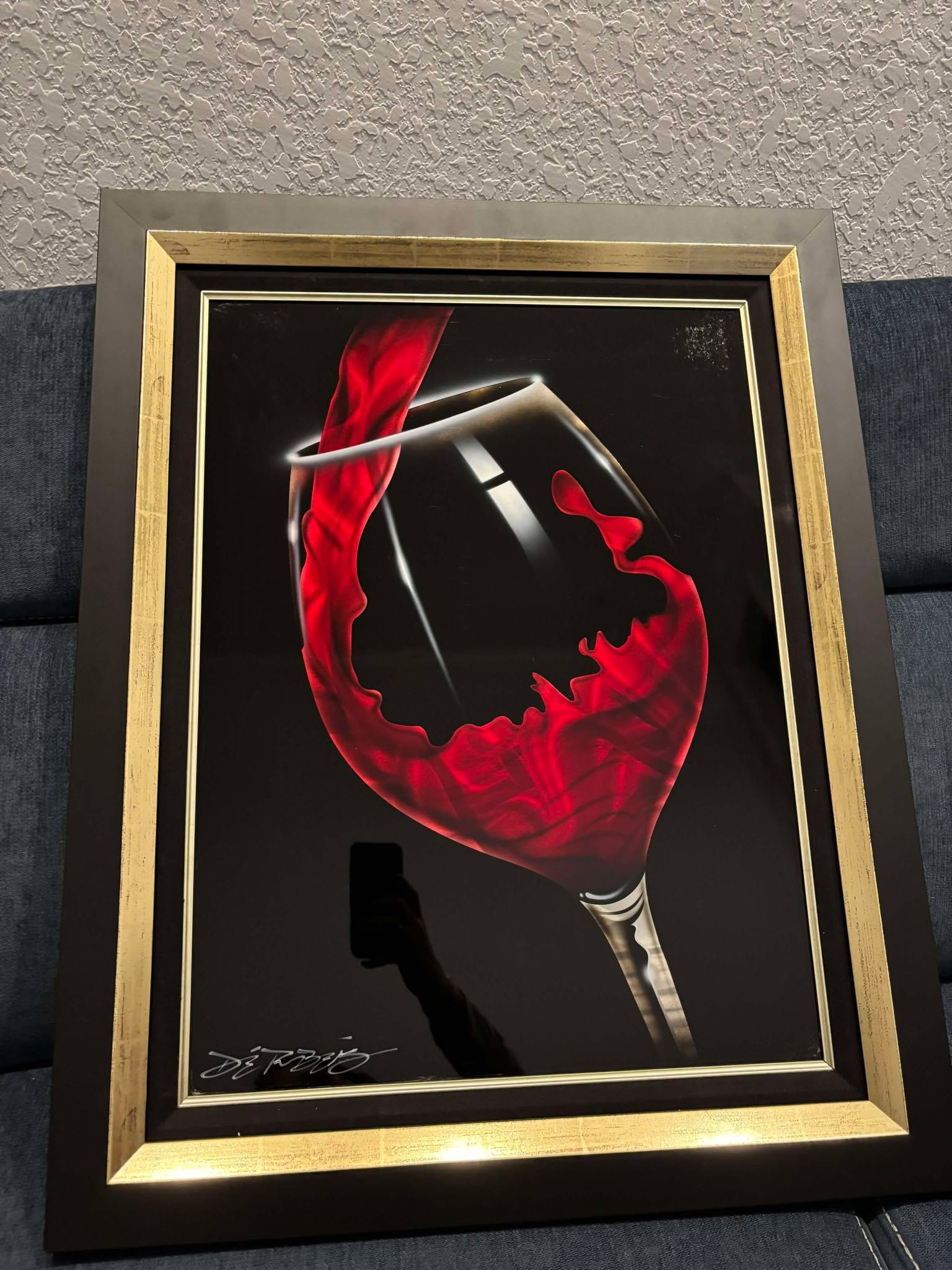 Chris Derubeis Red Pour Unique: Chris Derubeis "Red Pour" Unique, mixed media on metal signed in lower right, no paperwork gallery framed