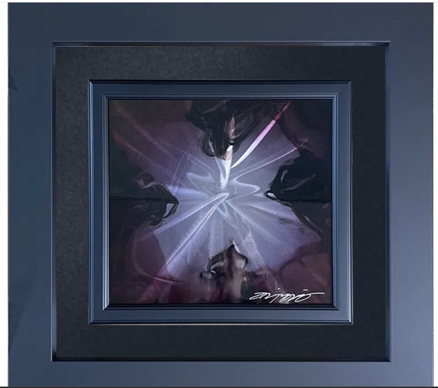 Chris Derubeis Mini Burst Purple Unique: Chris Derubeis "Mini Burst Purple" Unique 2015 11" x 12" Image size mixed Media on aluminum incluing air-brushing painting and hand ground surfaces. Hand-signed in pigment lower right by the