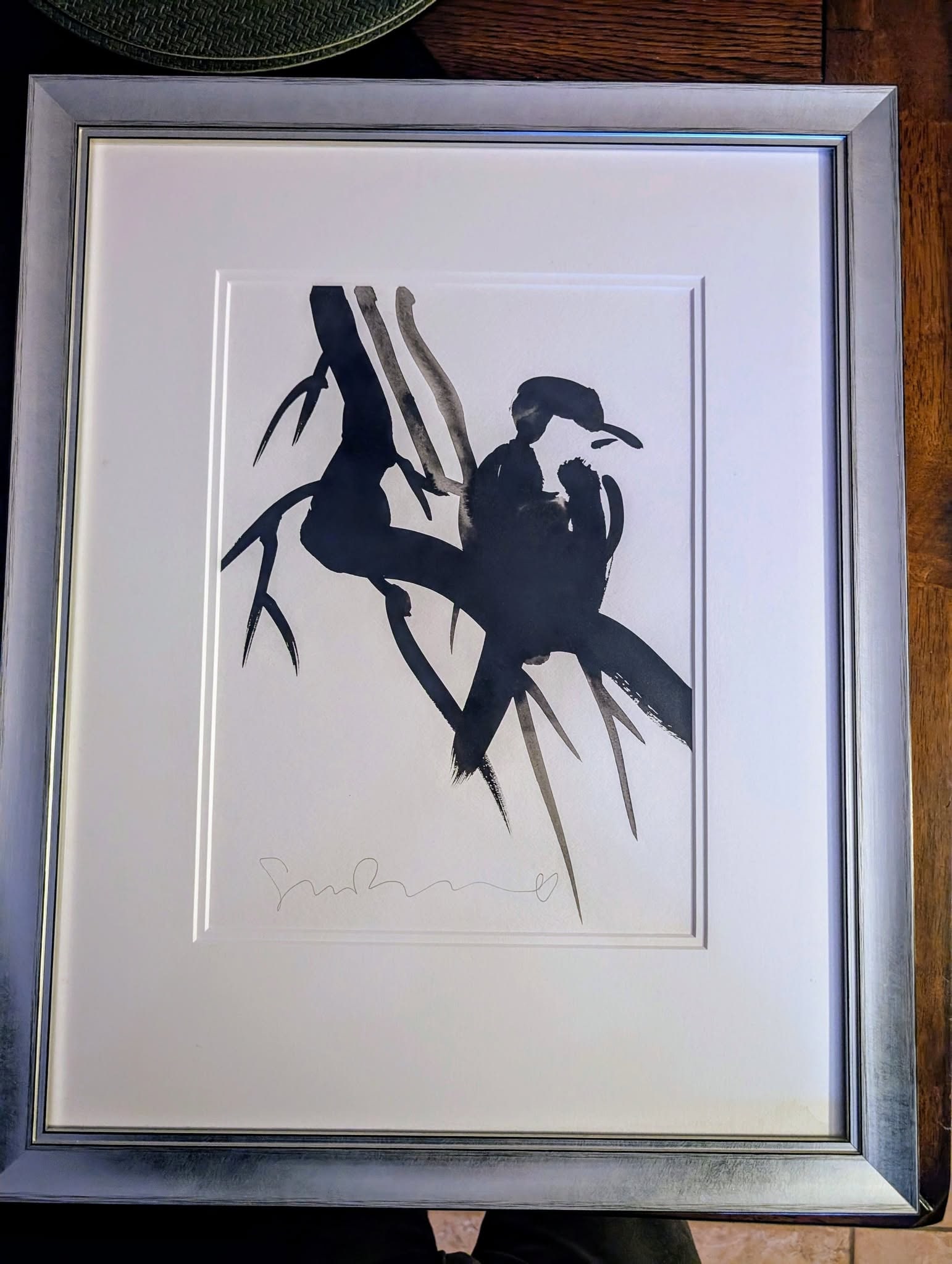 Simon Bull Bird Study large Original: Simon Bull "Bird Study" Original 15" x 11" image size 25" x 20" framed acrylic painting on on paper, COA