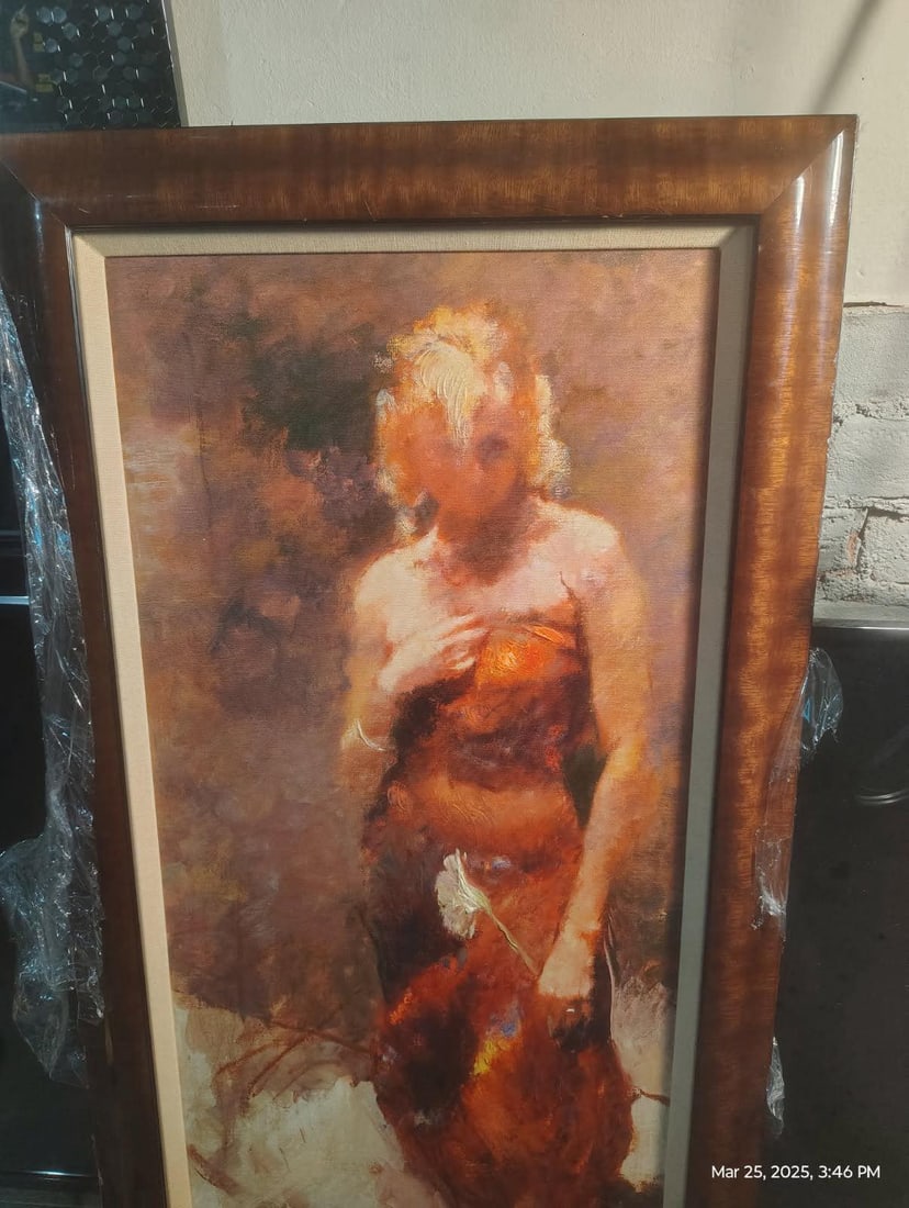 Hua Chen Close to my Heart: Hua Chen "Close to my Heart" 2008 33 3/4" x 15" image size Giclee in color on canvas with hand embellishment. Gallery framed, No paperwork