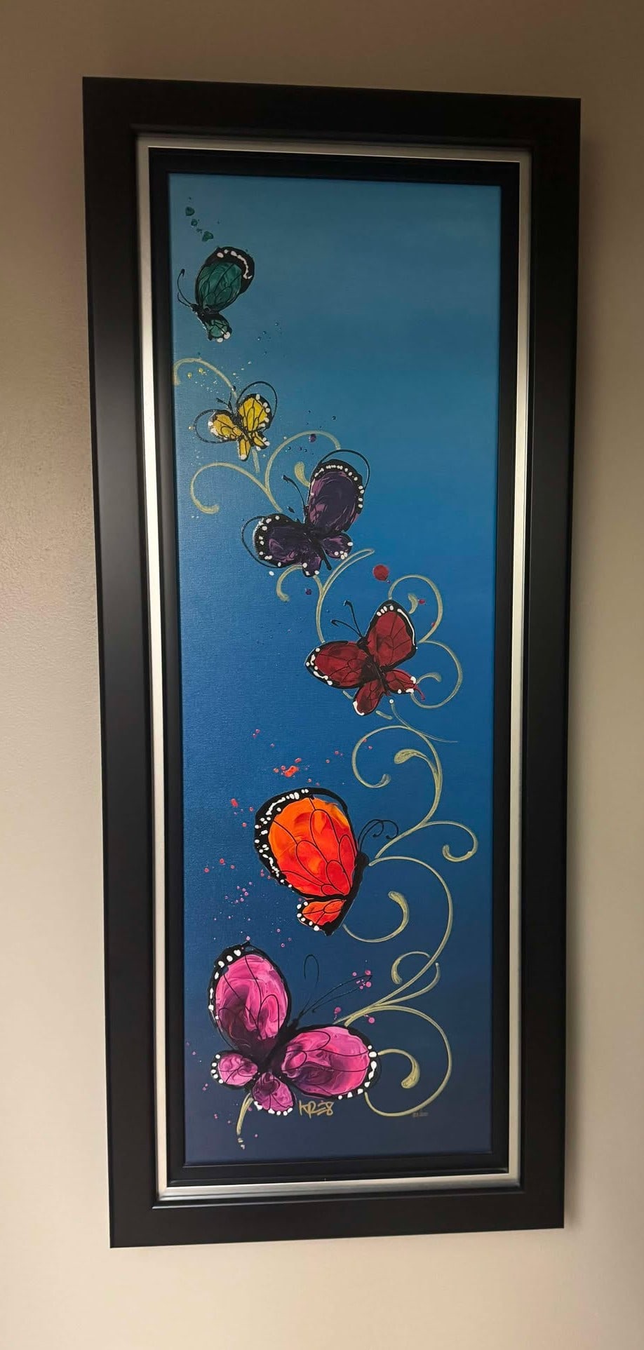 Kre8 Wings of Fruition: Kre8 "Wings of Fruition" 2021 36" x 12" Image size Giclee in color with hand-embellishment on canvas. Hand-signed by the artist. From the roman numbered edition of 200 examples. Gallery Framed, COA,