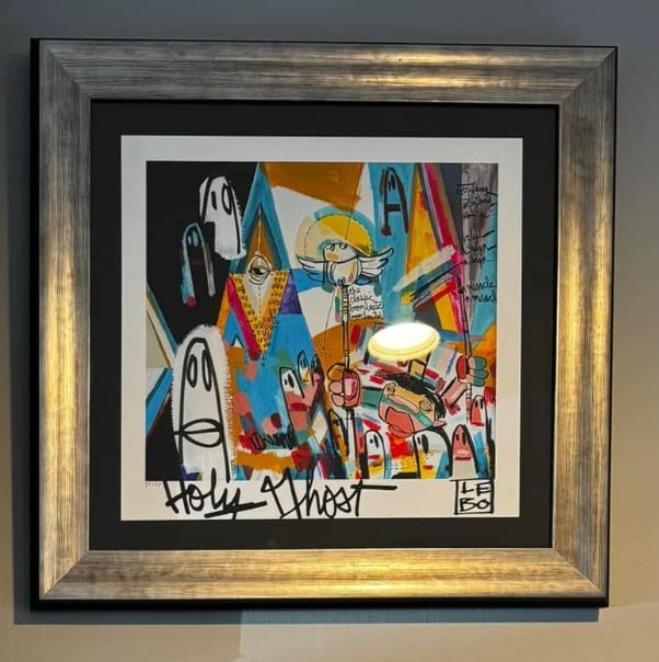 David Le Batard (as Lebo) Boombastic: David Le Batard (as Lebo) "Boombastic" Limited edition hand-embellished archival pigment print hand painted multiple on fine art paper. Gallery framed, NO PAPERWORK!