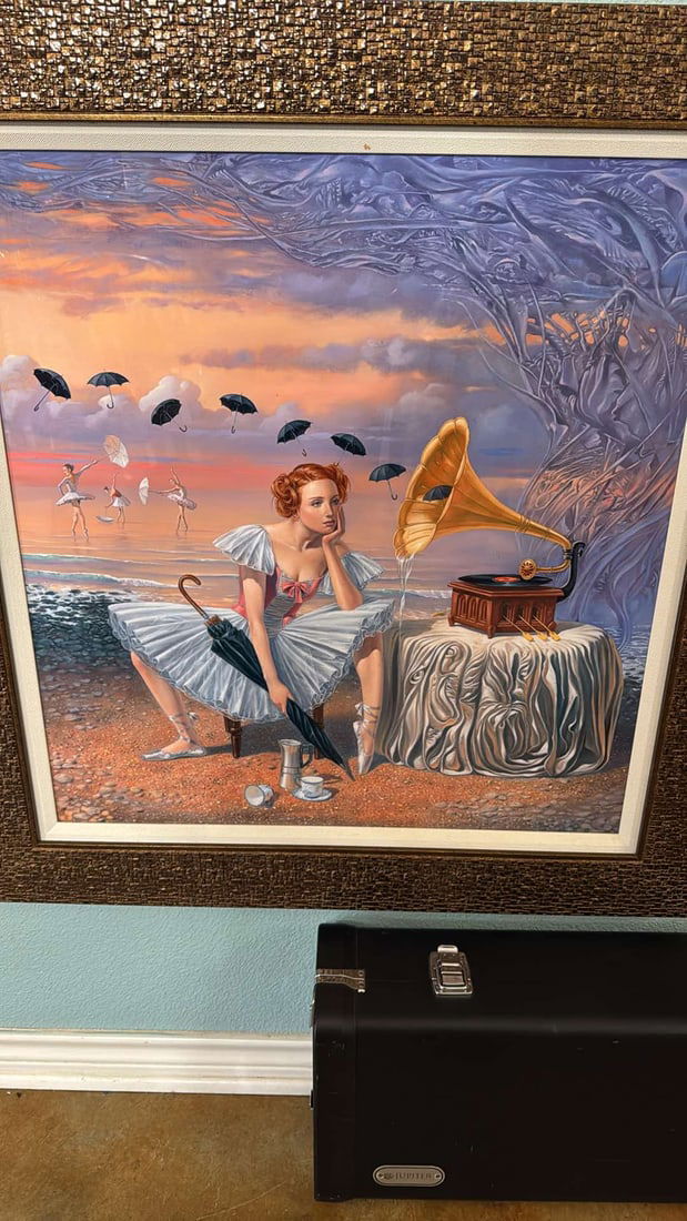 Michael Cheval Melody of Rain: Michael Cheval "Melody of Rain" 2015 27 1/4" x 25 3/4" image size Dye sublimation on aluminum. Hand-signed in ink lower right by the artist. Gallery framed, COA