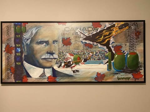 Michael Godard Canadian $100 bill: Michael Godard "Canadian $100 bill" 2008 26" x 57" image size Giclee on canvas. AP edition of 75. Gallery framed, COA. YHJ