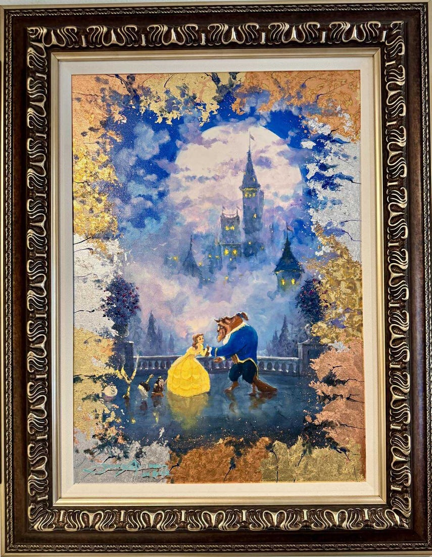 James Coleman An Enchanted Evening Unique: James Coleman "An Enchanted Evening" Unique 2019 28" x 20" image size Mixed media with copper , silver, and gold leaf on canvas. Hand-signed in pigment lower left by the artist. Signed and titled on