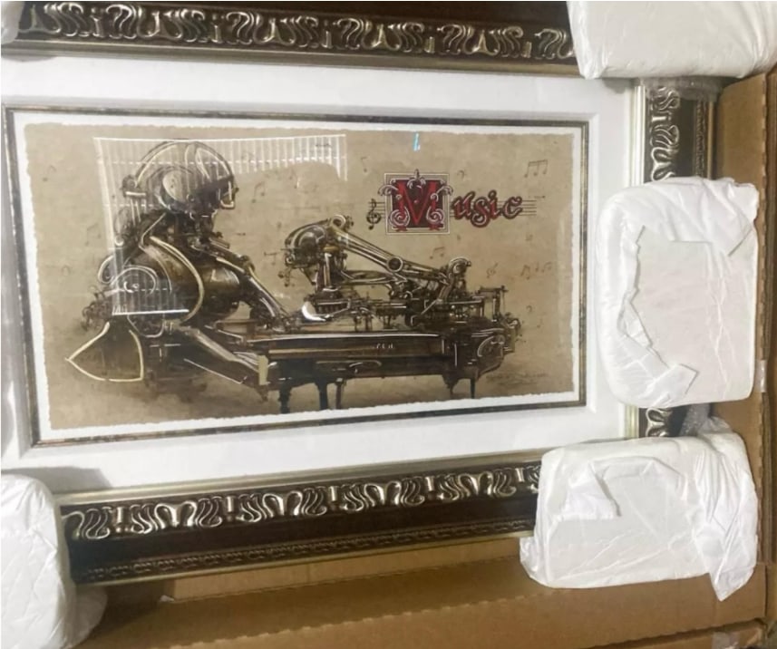 Michael Godard Music: Michael Godard " Music" UNIQUE 2023 25 1/4" x 34 1/4" Mixed media on paper. Hand-signed in pigment-lower right by the artist. Gallery Framed COA