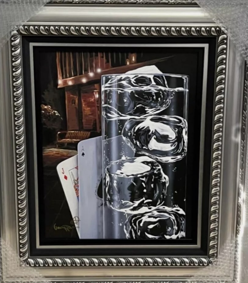 Black Jack Spritzer: Michael Godard "Black Jack Spritzer" 2021, 21 1/4"x 17" (Image size) Giclee in color with hand-embellishment on canvas. Hand-signed by the artist