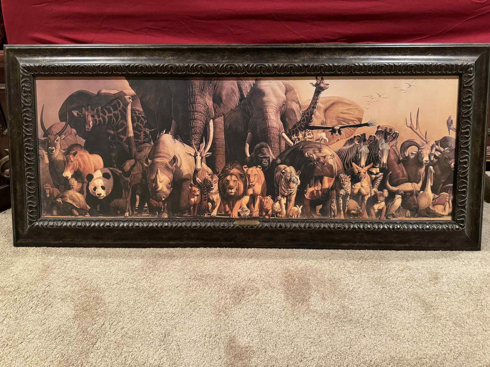 Hatuo Takino Noahs Ark: Hatuo Takino "Noah's Ark" Giclee on canvas. Framed, no paperwork