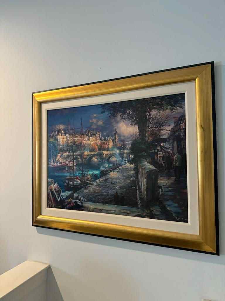 Cao Yong Banks of La Seine: Cay Yong "Banke of La Seine" Giclee on canvas. Limited edition. Framed, no paperwork